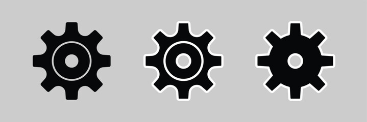 Gear setting icon set. Cog wheel icon. Gear wheel with tool icon. Gear setting icon collection. Gear tools icon. Eps 10.