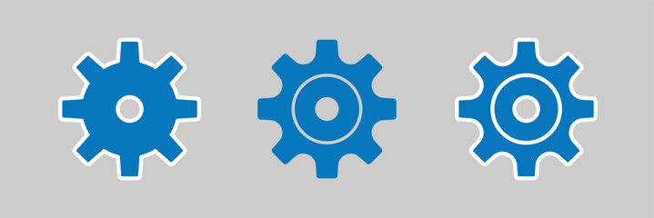 Gear settings icon set. Containing execution, process, system, evaluate, efficiency, operation, optimize icon . Vector illustration. Gear vector icon. Eps 10.