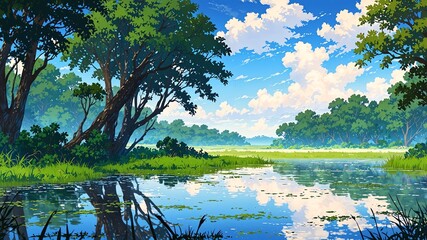 Fototapeta premium everglades national park usa natural wonders around the world morning view anime
