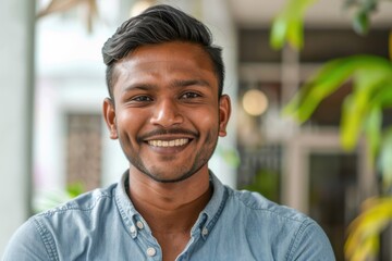 Obraz premium Man Looking At Camera. Portrait of an Indian Businessman with a Smile of Satisfaction