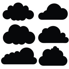 Clouds Silhouette Illustration Vector logo. Clouds silhouette Shape Design. Cloud flat style set. Vector set of weather various forms sky