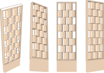 Vector sketch illustration of a room partition backdrop design for the interior of a family room at home