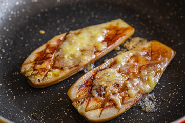 フライパンで焼く白なすのステーキ