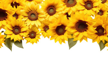 Naklejka premium PNG Bright and cheerful sunflowers in full bloom, perfect for adding a touch of nature and warmth to any design.