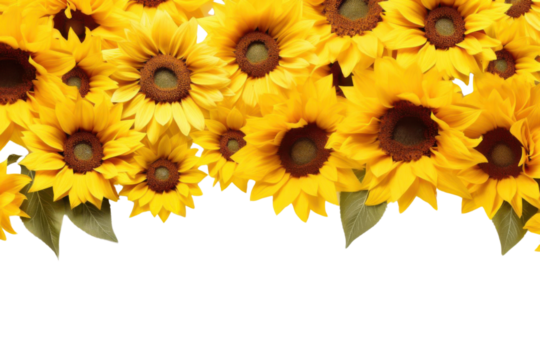 PNG Bright and cheerful sunflowers in full bloom, perfect for adding a touch of nature and warmth to any design.