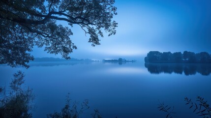 lakeside landscape with calm water