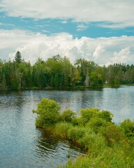 Obraz premium View of Lake Abanakee in the Adirondack Mountains in Indian Lake, New York