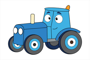 Blue tractor  art vector
