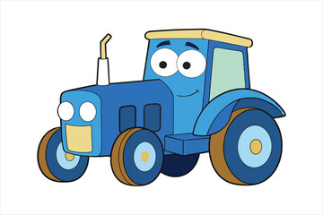 Blue tractor  art vector