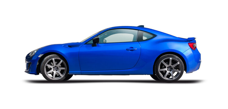 Subaru BRZ sport car, side view isolated on white background	