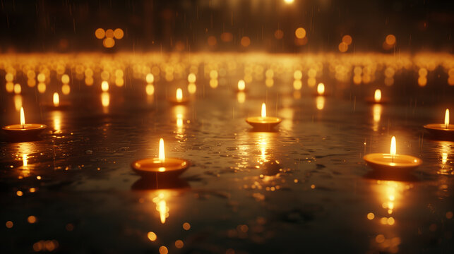diwali background, bokeh candles light, warm and holy, celebrating divali wallpaper
