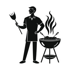 man barbecue party pose silhouettes
