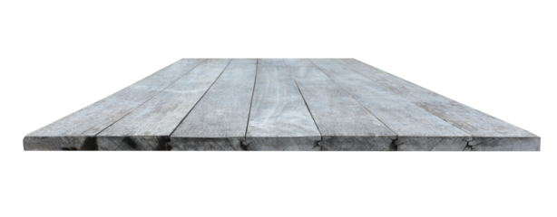 Wooden tabletop isolated on transparent background (PNG File)