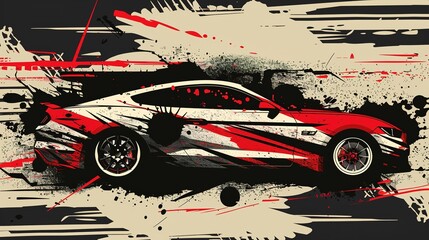 Car decal graphic wrap vinyl sticker. Graphic abstract stripe designs for Racing vehicles. 