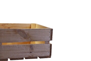 Image of an empty wooden box on a white background.