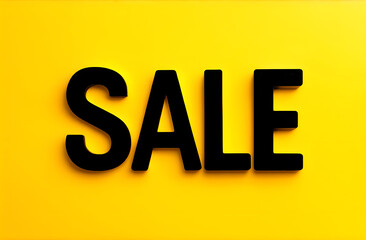 Word "Sale", black letters in on a yellow background