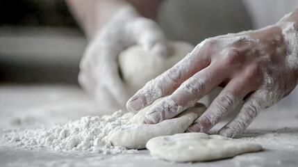 Mastering the Art of Pizza Making  Fresh Dough Ready for Traditional Hand-Tossed Pizza Preparation like in Naples Italy