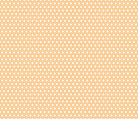 Hexagon vector pattern. Orange color on matching background. Bold rounded hexagon cells with padding. Regular hexagon shapes. Seamless pattern. Tileable vector illustration.