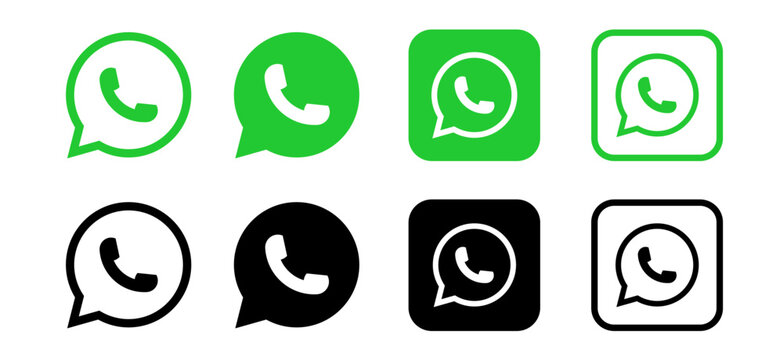 WhatsApp logo icon. WhatsApp icon logo green and black vector. Whatsapp social media . Editorial vector illustration.