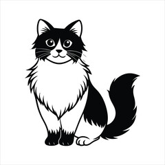 Cute Ragdoll Cat linocut vector