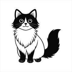 Cute Ragdoll Cat linocut vector