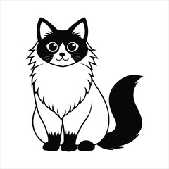 Cute Ragdoll Cat linocut vector