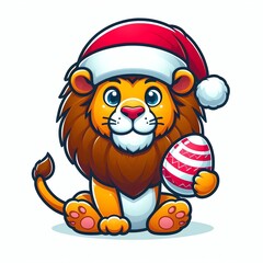 cut cartoon lion with egg