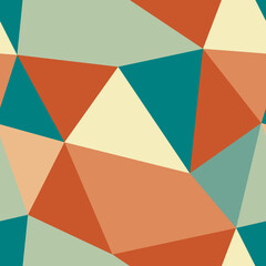 Triangulation geometric shapes background. Large triangles size. Repeatable pattern. Artistic vector tiles. Earthy tone progression. Seamless vector illustration.