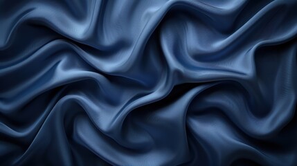 Fototapeta premium Elegant blue fabric with smooth waves and rich texture, perfect for backgrounds or textile design projects.