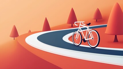 Bicycle racing track, avant-garde design, flat design illustration, high-resolution photo, realistic photo