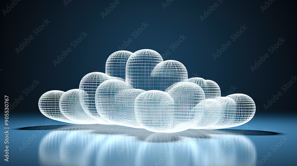 Poster Data cloud structure concept with digital technology cloud sign for online backup and network compute power service.