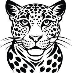Leopard black and white silhouette vector illustration