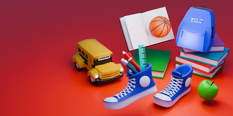 Web page design template for Art School, studio, course, class, education. Background texture. 3d render.