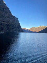 Obraz premium Fjord in Norway as seen from boat November 2024