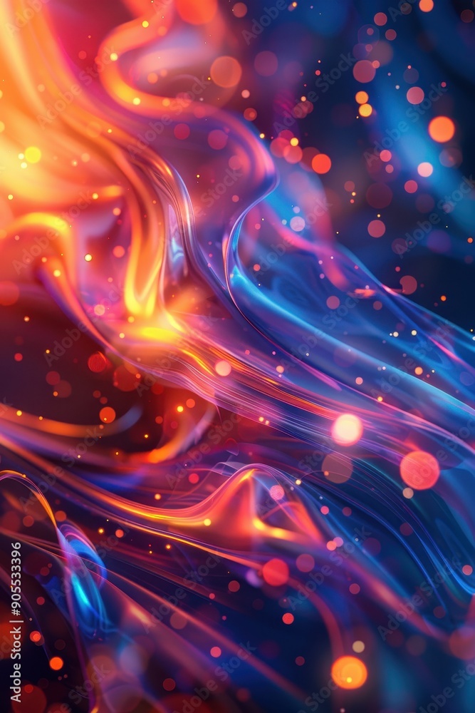 Poster Illuminated Movement - Futuristic Design with Dynamic Shapes and Digital Light Effects for Abstract Background