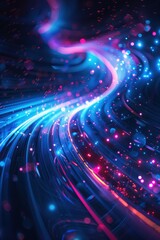 Obraz premium Futuristic Neon Geometric Abstract Background with Dynamic Light Trails