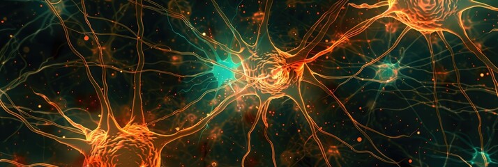 Neuron cells from the brain under a light microscope view for educational purposes