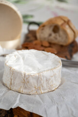 French soft Camembert cheese, original Camembert de Normandie made from raw cow milk