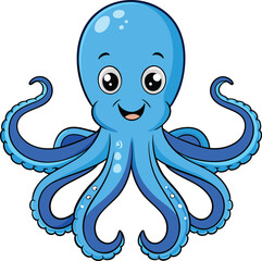 Octopus flat cartoon style vector illustration