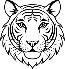  tiger head vector line art drawing illustration