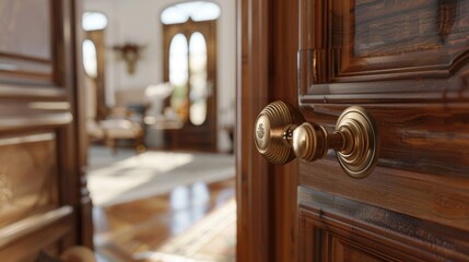 Obraz premium Upscale door handle in a stylish home setting viewed up close