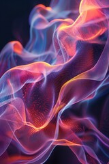 Obraz premium Futuristic Flowing Lines: Abstract Dynamic Background with Holographic Textures