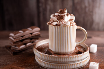 chocolate, brown, food, sweet, cup, dark, background, cocoa, drink, delicious, hot drink, dessert, table, snack, beverage, bar, cafe, caffeine, mug, tasty