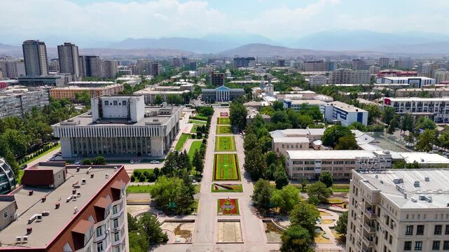Aerial View of Alley Near Bishkek City Hal