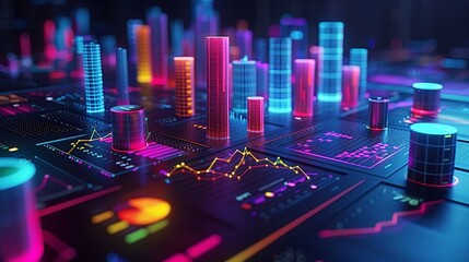 Obraz premium Advanced data visualization techniques for presenting digital analytics insights in a clear and compelling way, helping you communicate findings and drive action. high resolution Illustration, in the