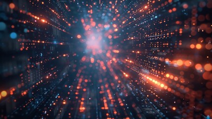 Obraz premium Abstract digital background with glowing particles and light streaks. Perfect for technology, science, and futuristic themes.