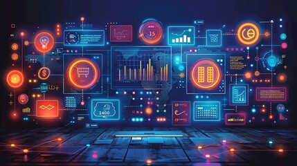 Obraz premium Effective digital marketing analytics strategies to track campaign performance, understand customer behavior, and optimize marketing efforts for better ROI. high resolution Illustration, in the style