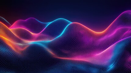 Abstract background with a digital, wave pattern in neon colors