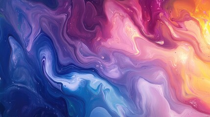Fototapeta premium Abstract background with a fluid, paint pour effect in a rainbow palette
