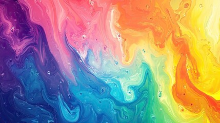 Fototapeta premium Abstract background with a fluid, paint pour effect in a rainbow palette